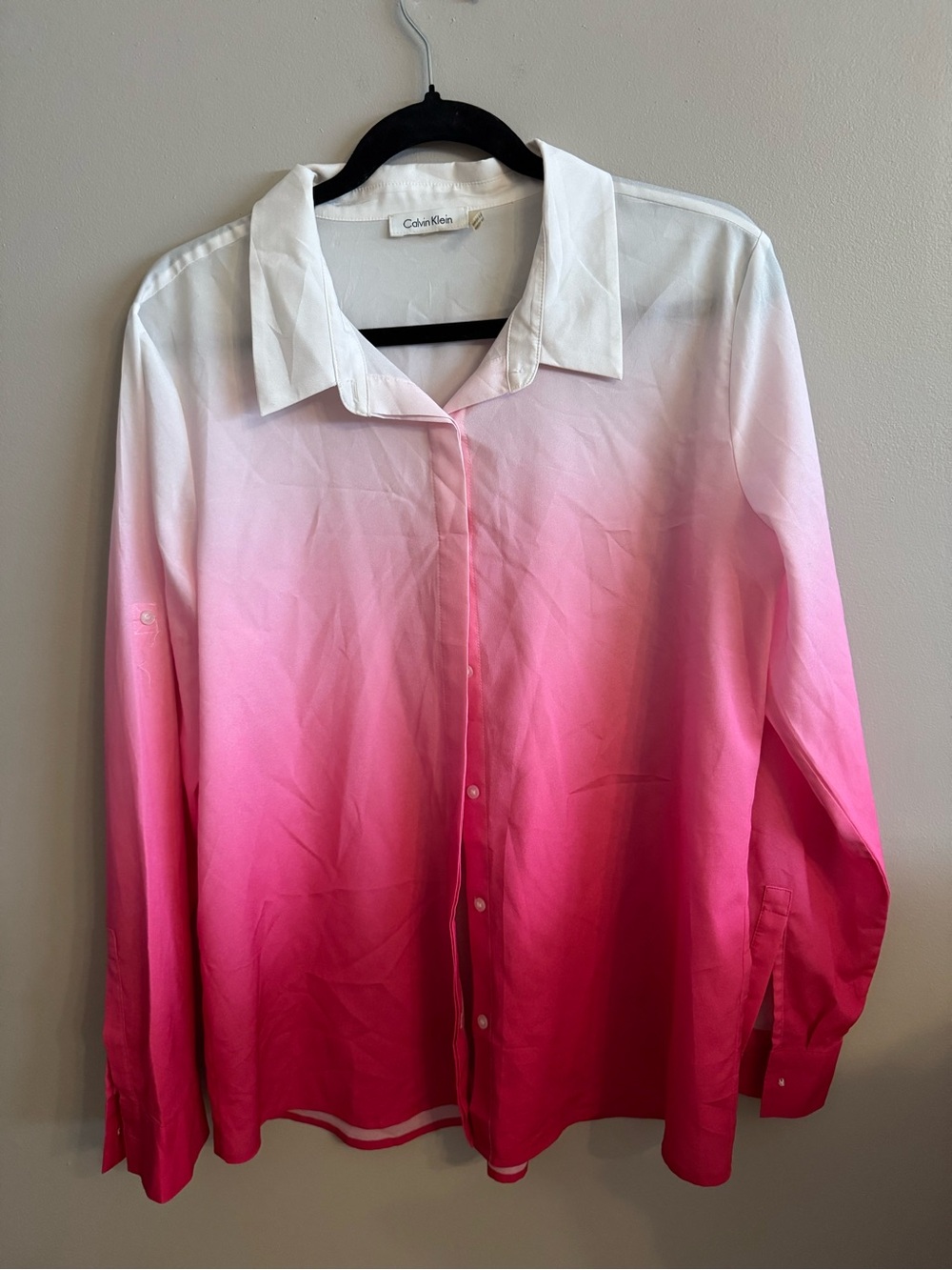 Calvin Klein White to Hot Pink Ombre Button-Down Shirt